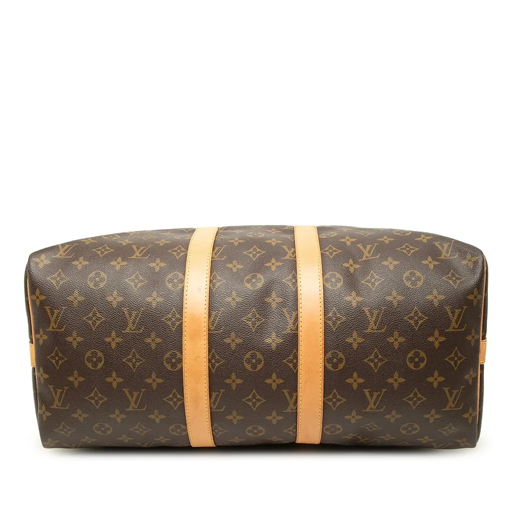 Louis Vuitton Monogram Keepall Bandouliere 45 Brown Canvas Good - Inside View