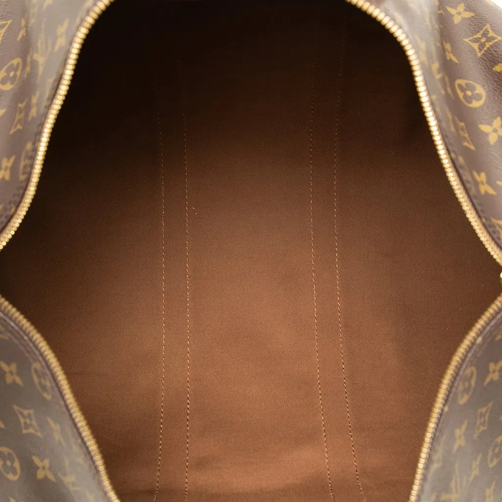Louis Vuitton Monogram Keepall Bandouliere 45 Brown Canvas Good - Model View