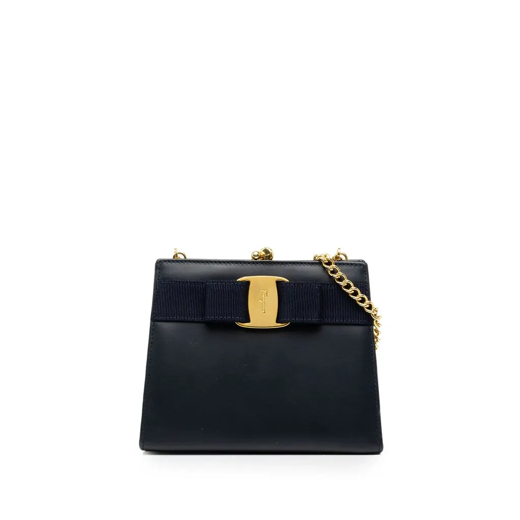 Salvatore Ferragamo جلد Vara Bow Kiss Lock بسلسلة حقيبة كروس