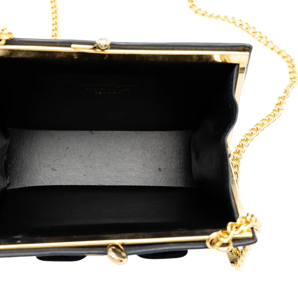 Salvatore Ferragamo Leather Vara Bow Kiss Lock Chain Crossbody Blue Leather Very good - Model View