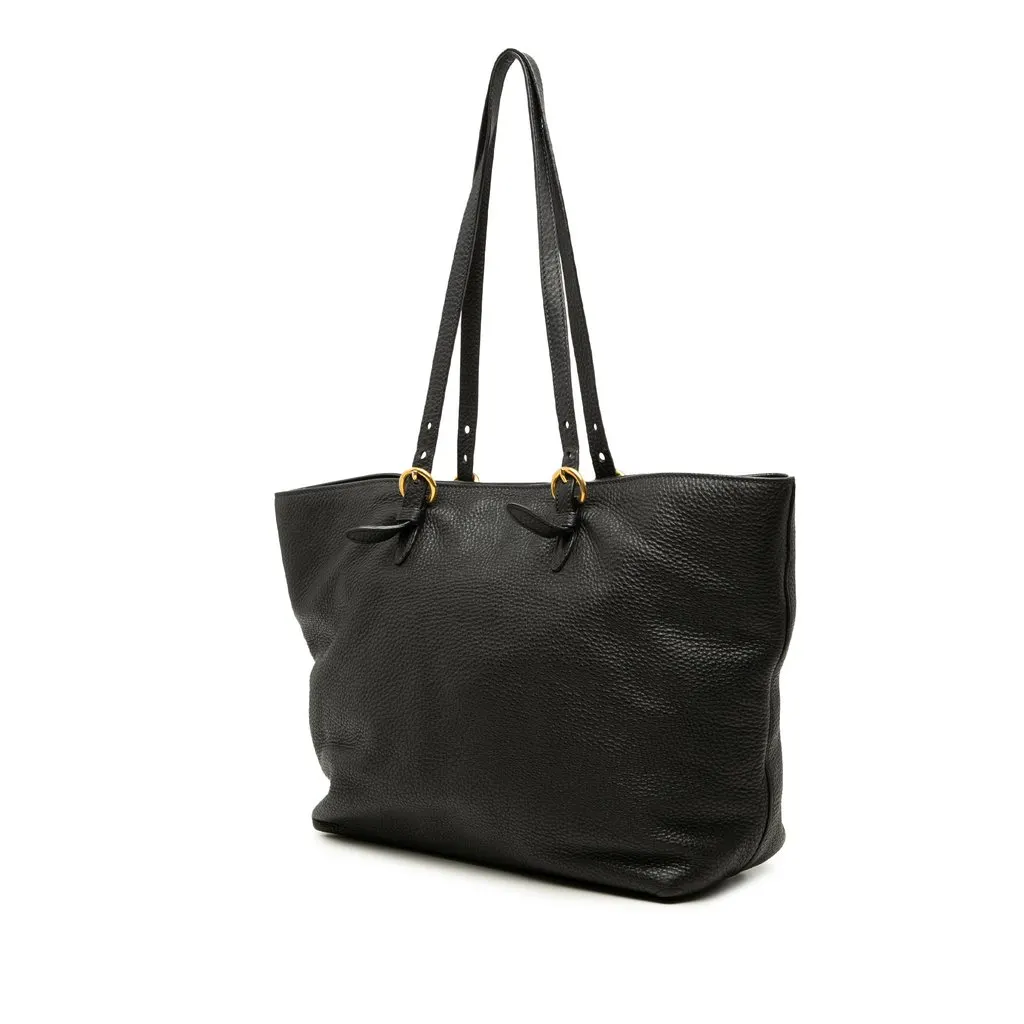 Miu Miu Vitello Daino Open Convertible Tote Black Leather Very good - Back View