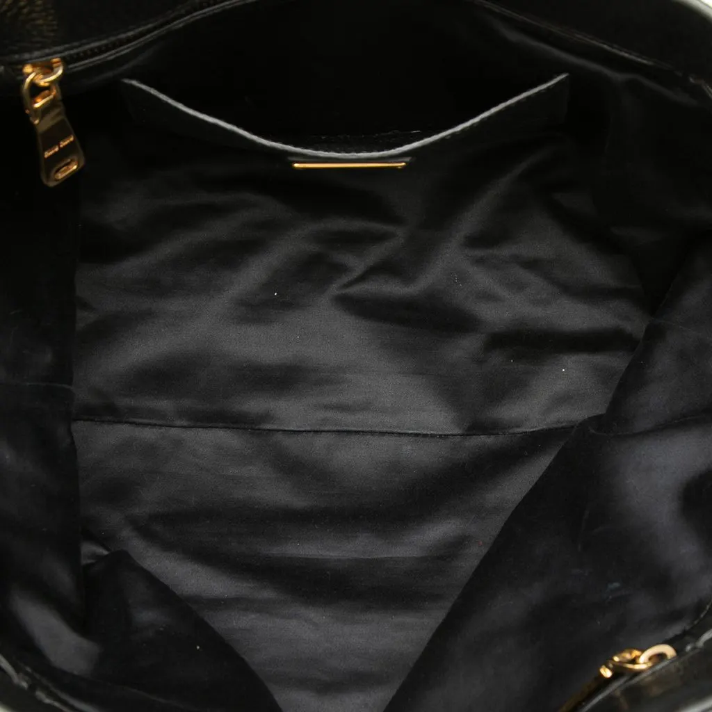 Miu Miu Vitello Daino Open Convertible Tote Black Leather Very good - Model View