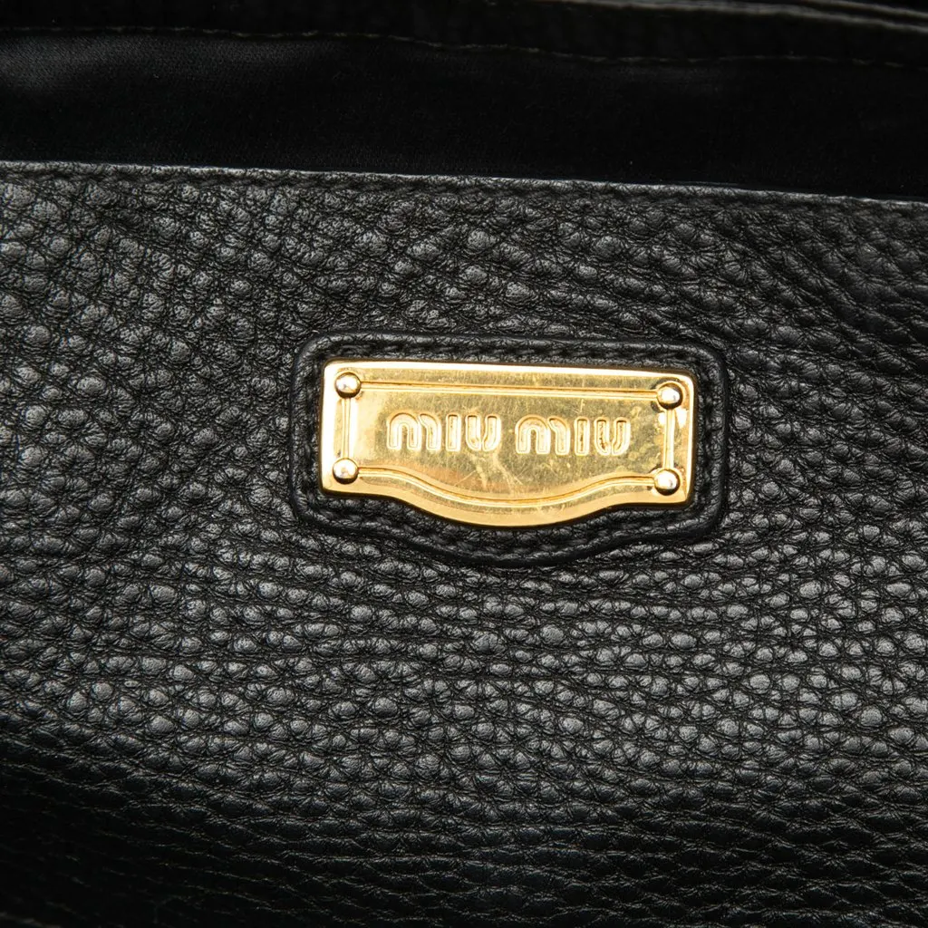Miu Miu Vitello Daino Open Convertible Tote Black Leather Very good - Box View