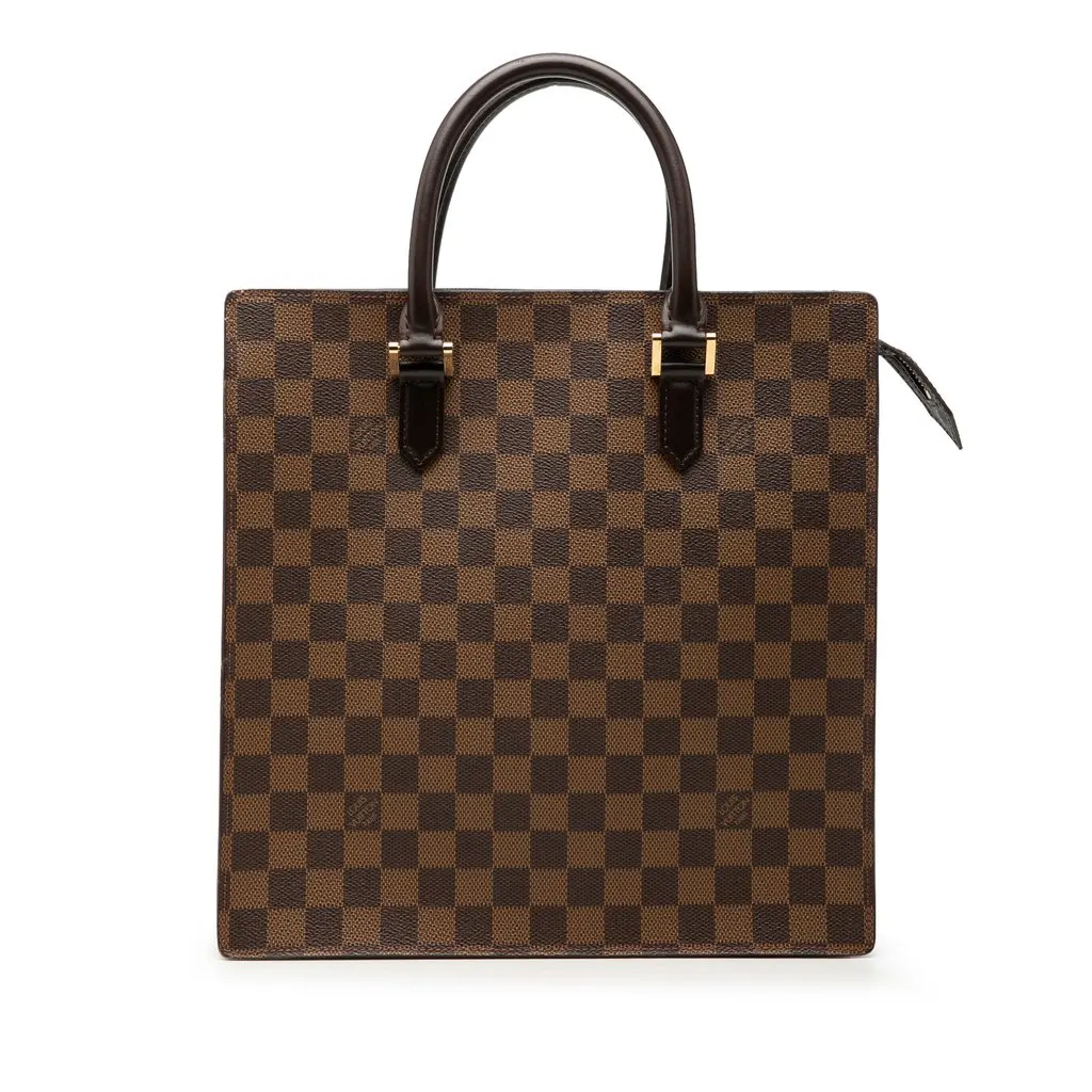 Louis Vuitton Damier Ebene Venice Sac Plat Brown Canvas Good - Front View