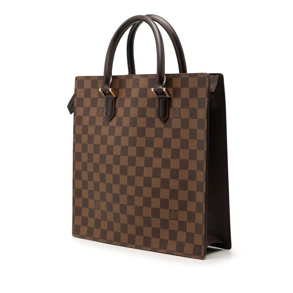 Louis Vuitton Damier Ebene Venice Sac Plat Brown Canvas Good - Back View