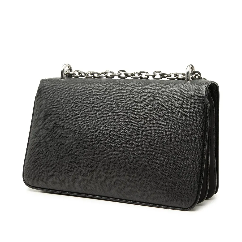 Prada Saffiano and Tessuto Chain Crossbody Black Very good - Back View