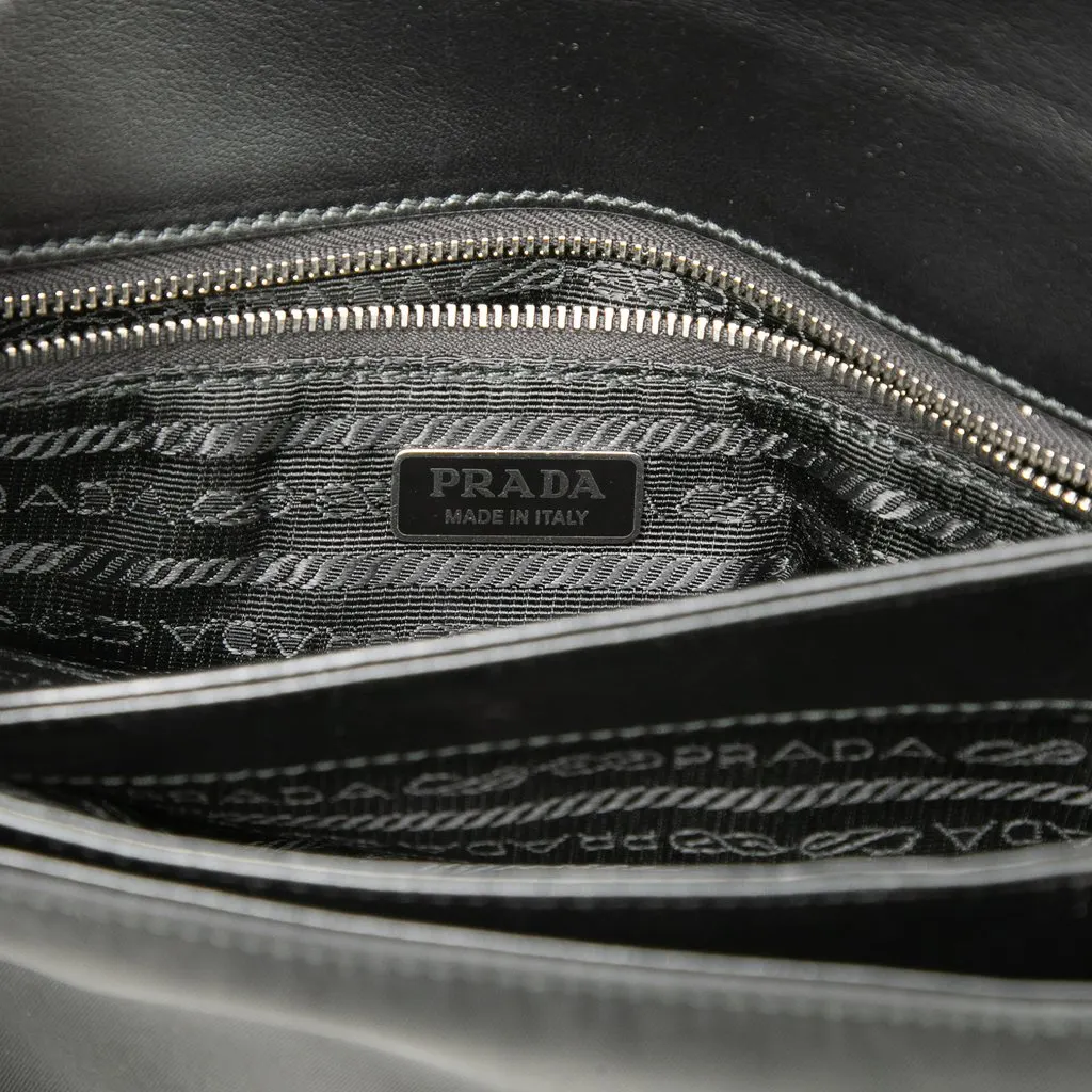 Prada Saffiano and Tessuto Chain Crossbody Black Very good - Box View