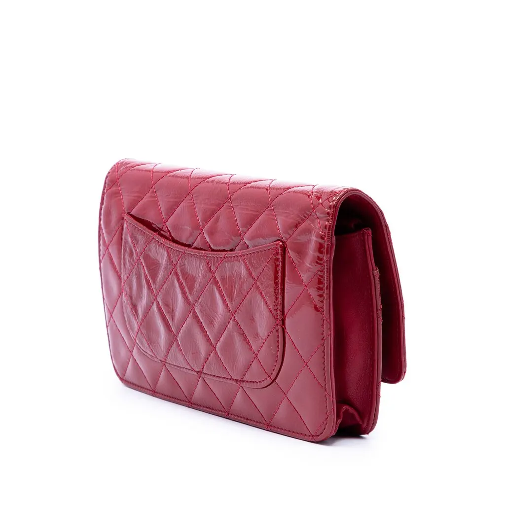 Chanel Quilted Patent Reissue 2.55 Wallet On Chain Red Leather Very good - Back View