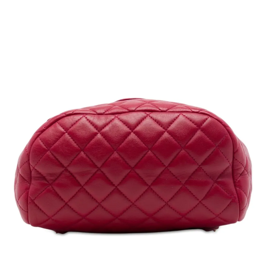 Chanel Mini Quilted Lambskin Urban Spirit Backpack Red Leather Very good - Inside View