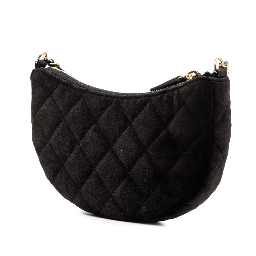 Chanel CC Quilted Velour Half Moon Chain Crossbody Black Very good - Back View