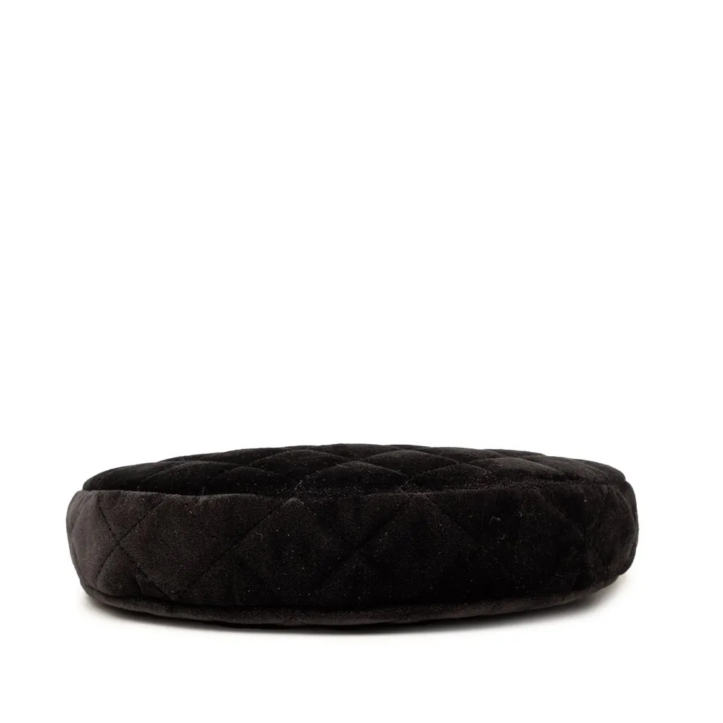 Chanel CC Quilted Velour Half Moon Chain Crossbody Black Very good - Inside View