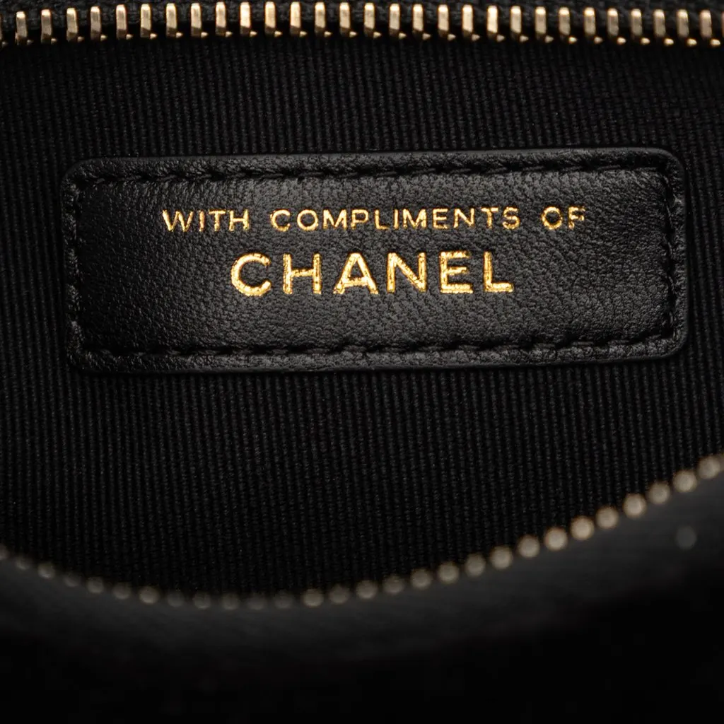 Chanel CC Quilted Velour Half Moon Chain Crossbody Black Very good - Box View