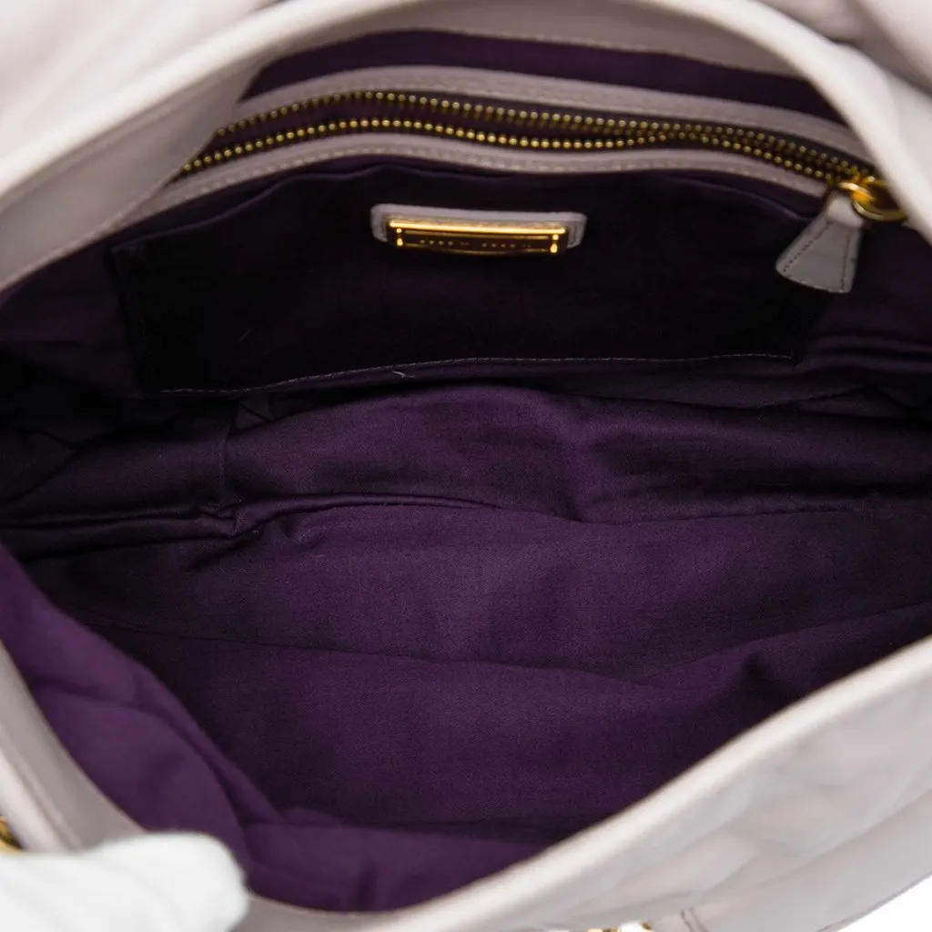 Miu Miu Matelasse Nappa Coffer Satchel Grey Leather Good - Model View