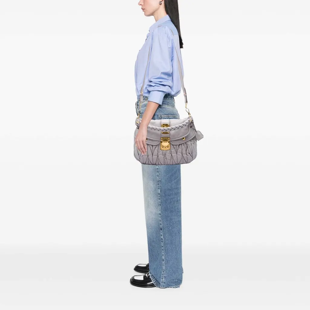 Miu Miu Matelasse Nappa Coffer Satchel Grey Leather Good - Box View