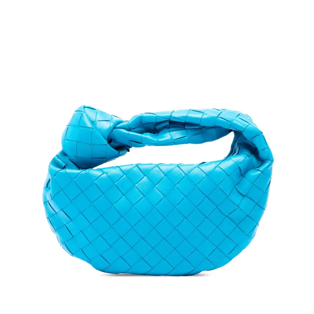 Bottega Veneta Mini Nappa Intrecciato Jodie Blue Leather Very good - Front View