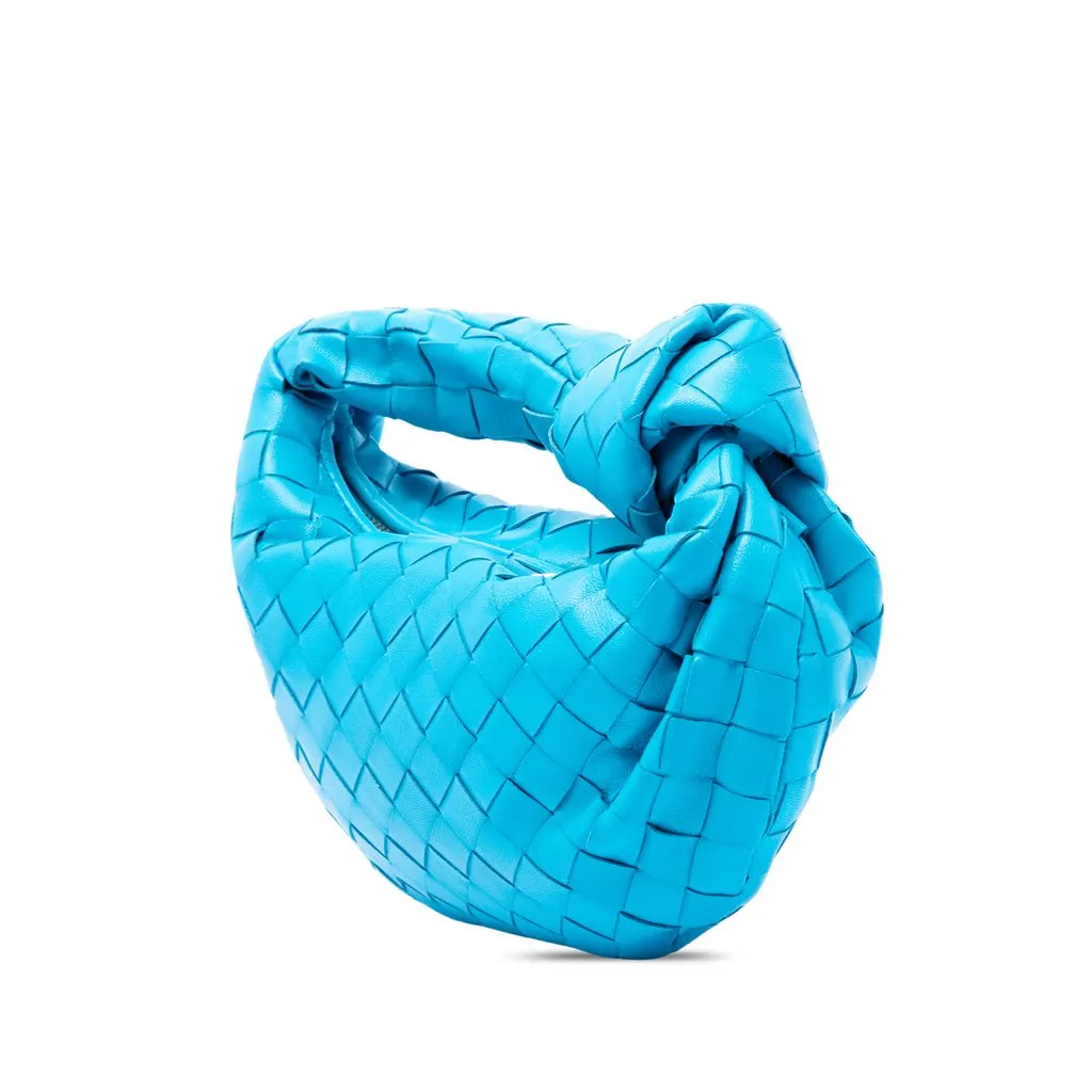 Bottega Veneta Mini Nappa Intrecciato Jodie Blue Leather Very good - Back View
