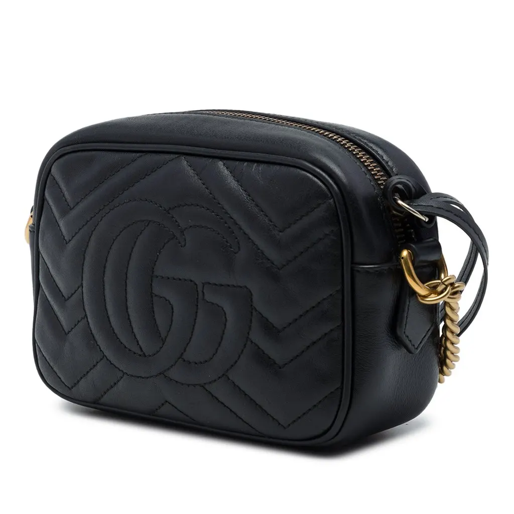 Gucci Mini GG Marmont Matelasse Calfskin Crossbody Black Leather Very good - Back View