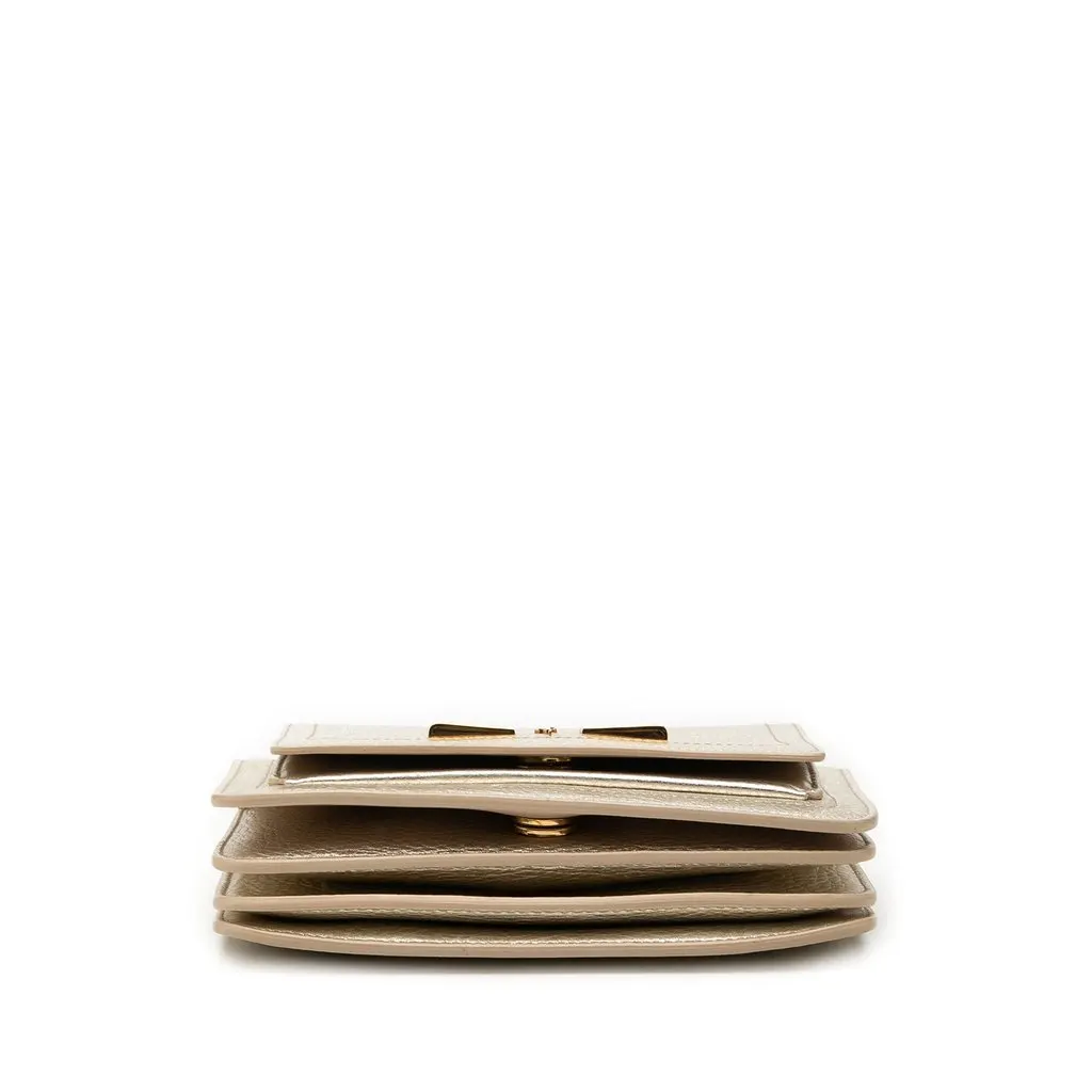 Salvatore Ferragamo Small Metallic Leather Ginevra Shoulder Bag Gold Leather Very good - Inside View