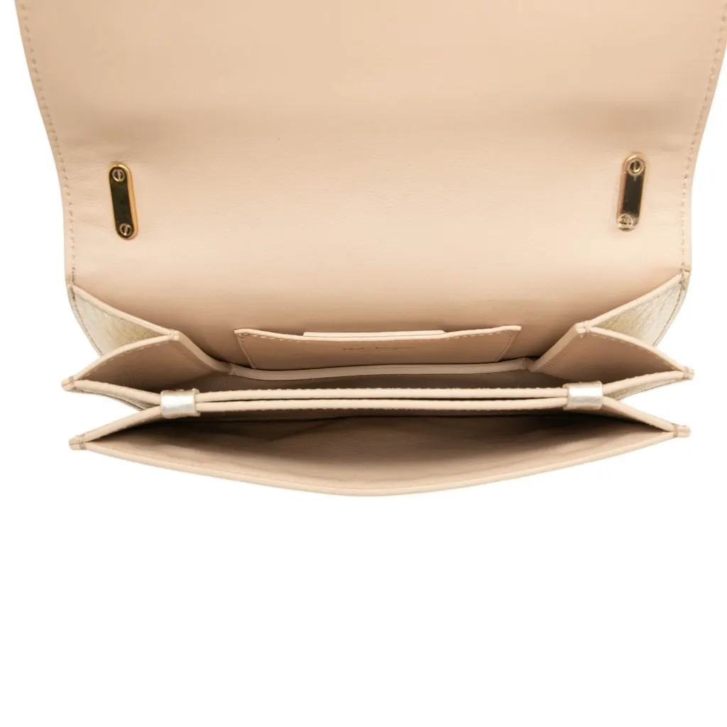 Salvatore Ferragamo Small Metallic Leather Ginevra Shoulder Bag Gold Leather Very good - Model View