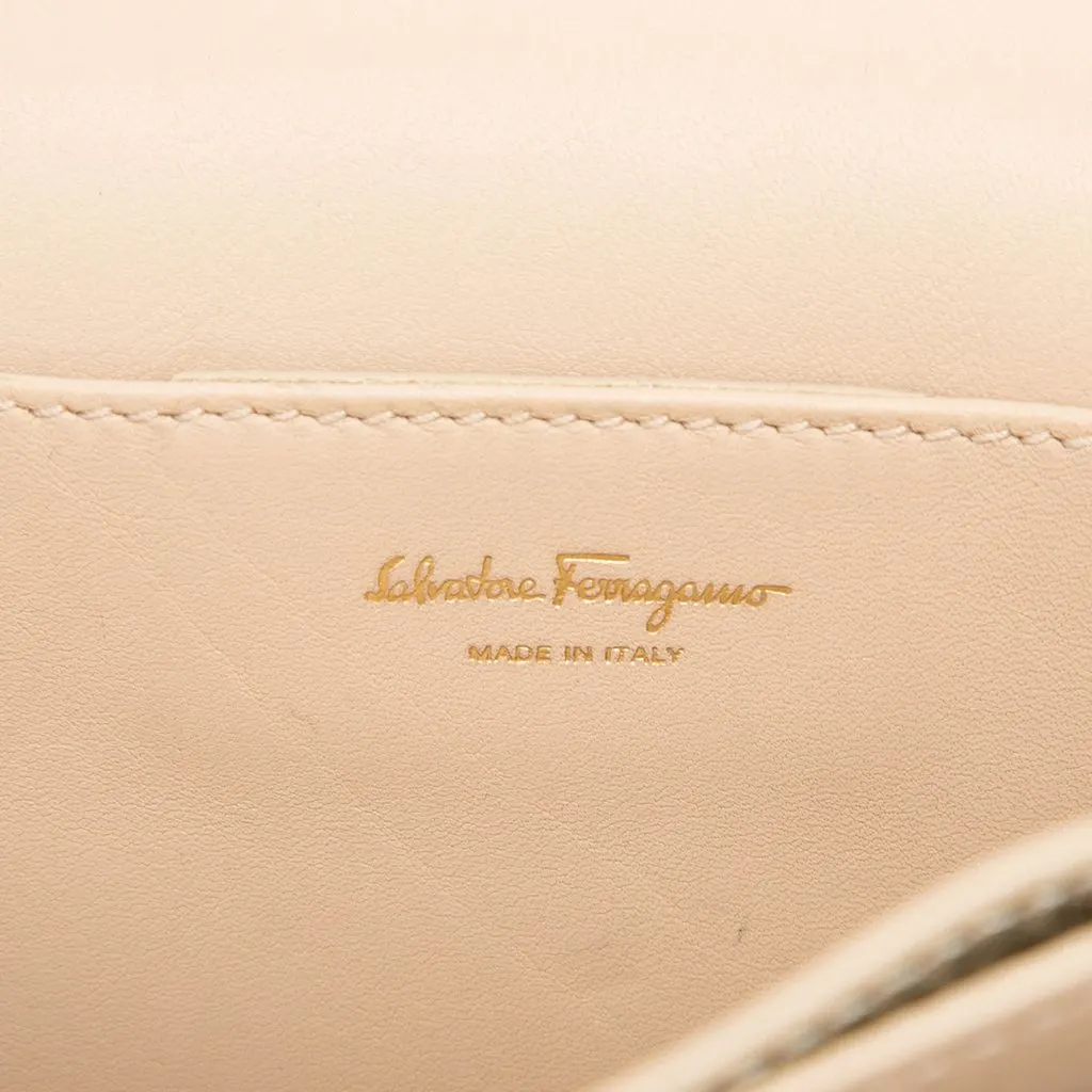 Salvatore Ferragamo Small Metallic Leather Ginevra Shoulder Bag Gold Leather Very good - Box View