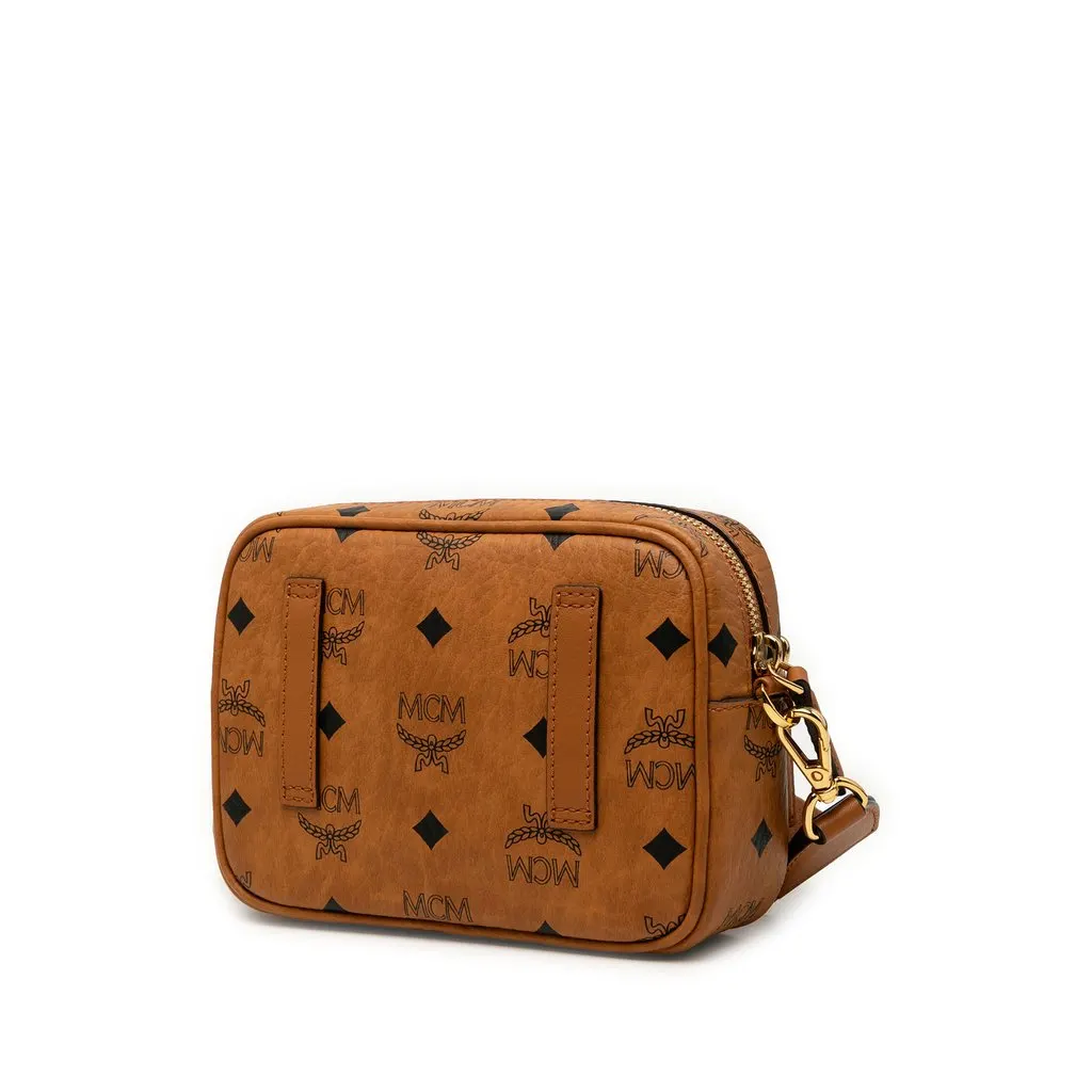 MCM Extra Mini Visetos Coated Canvas Aren Crossbody Brown Very good - Back View