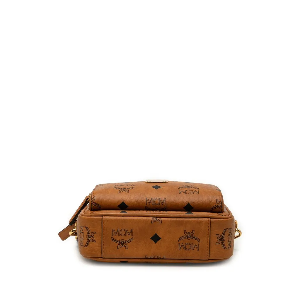 MCM Extra Mini Visetos Coated Canvas Aren Crossbody Brown Very good - Inside View