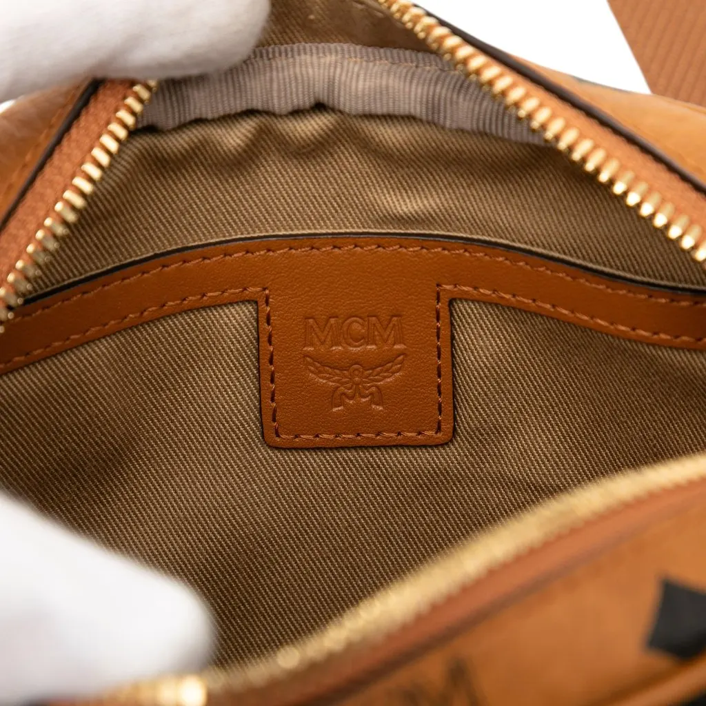 MCM Extra Mini Visetos Coated Canvas Aren Crossbody Brown Very good - Box View