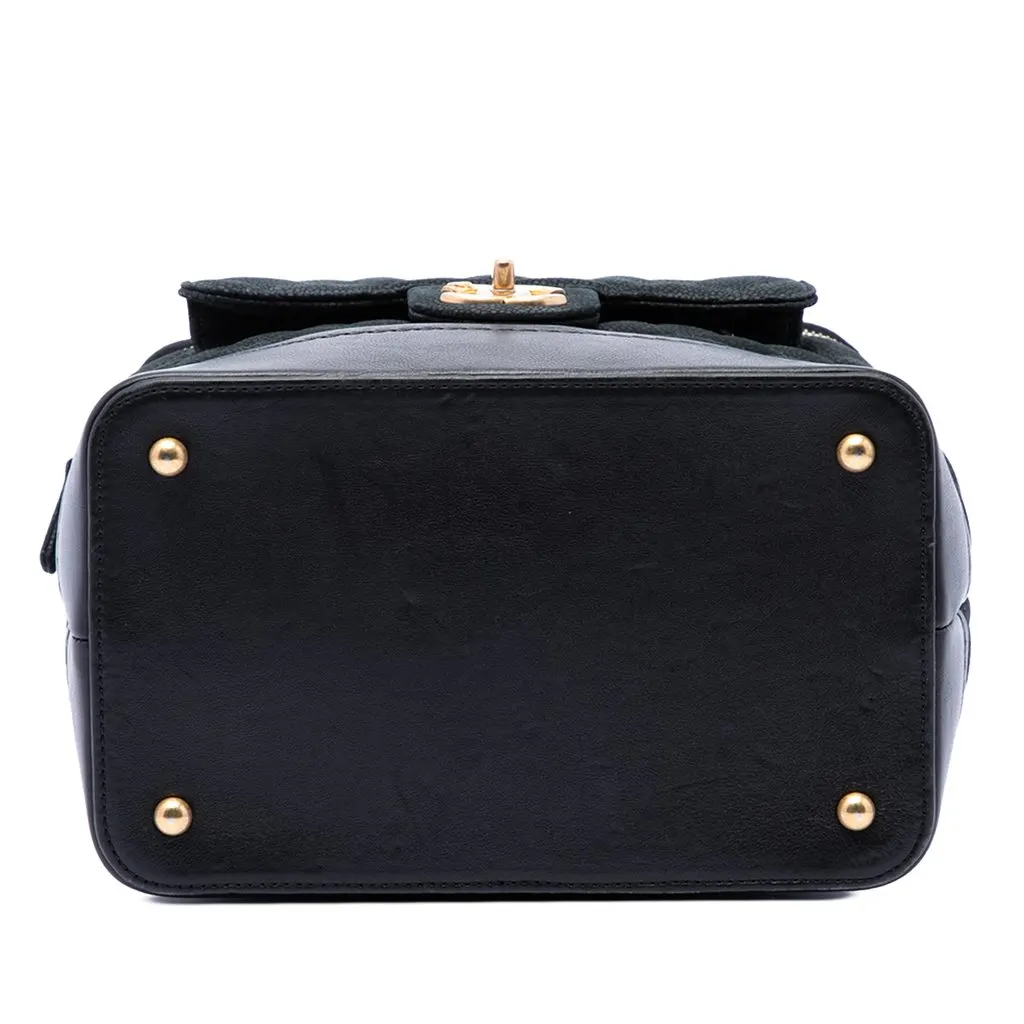 Chanel Quilted Iridescent Caviar Globe Trotter Vanity with Chain Black Leather Very good - Inside View