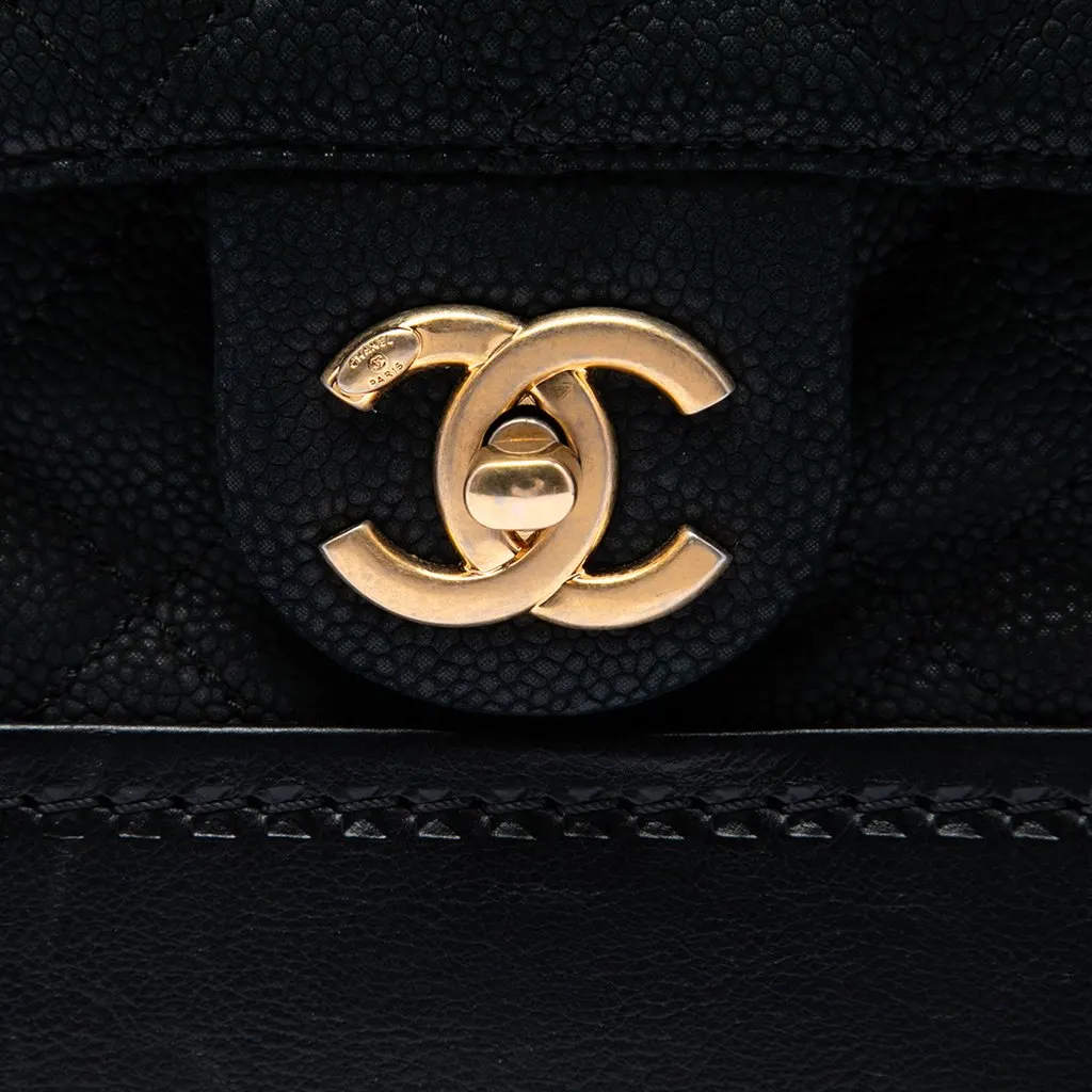 Chanel Quilted Iridescent Caviar Globe Trotter Vanity with Chain Black Leather Very good - Box View