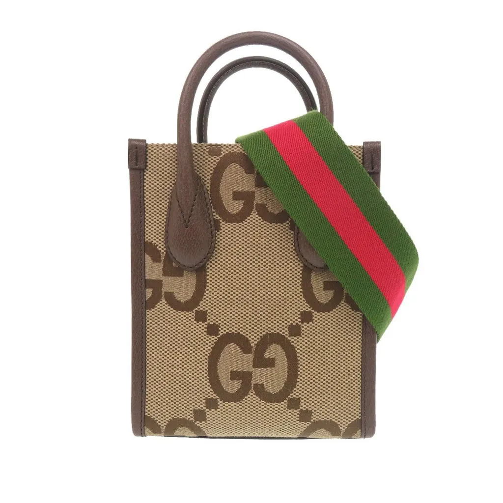 Gucci Mini Jumbo GG Canvas Web Satchel Beige Very good - Front View