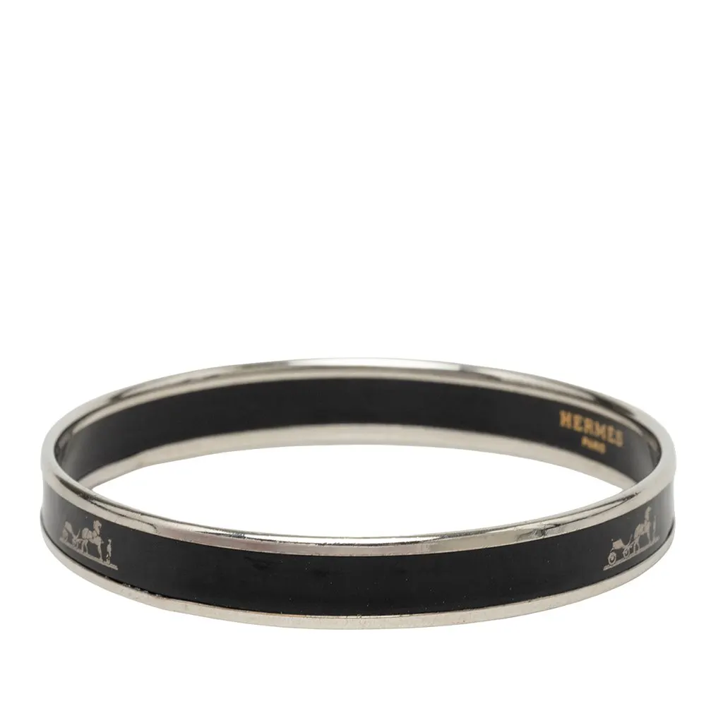 Hermès Narrow Caleche Enamel Bangle 65 Black Very good - Back View