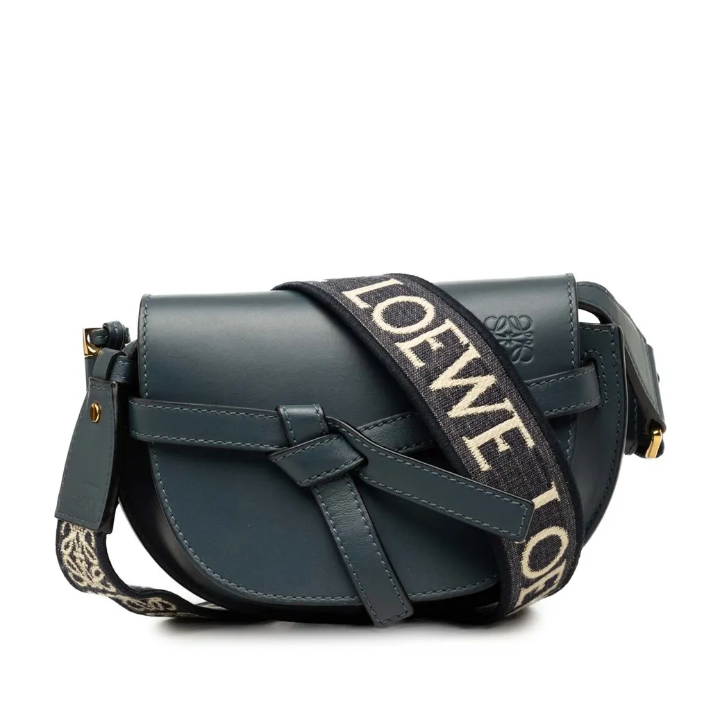 LOEWE Mini Soft Calfskin Gate Dual Bag Blue Leather Very good - Front View