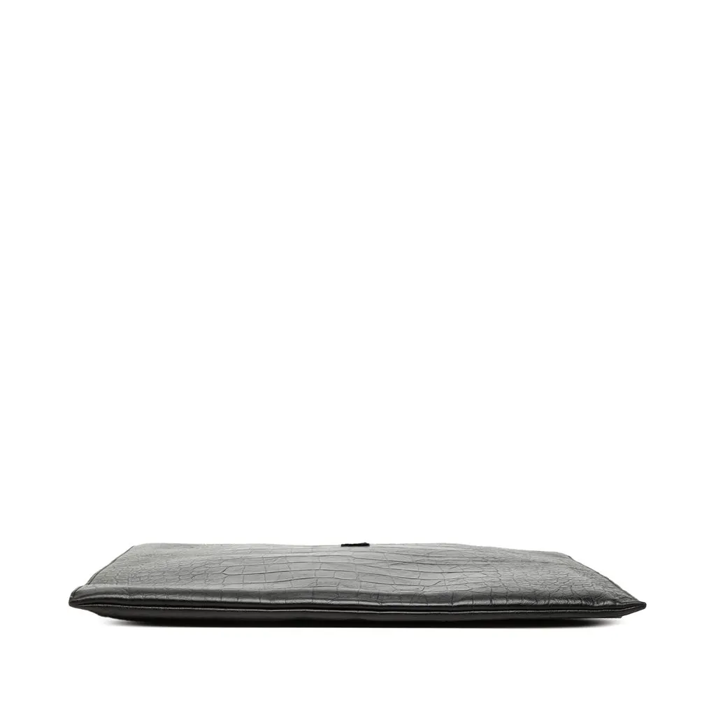 Saint Laurent Croc Embossed Leather Document Holder Black Leather Very good - Inside View