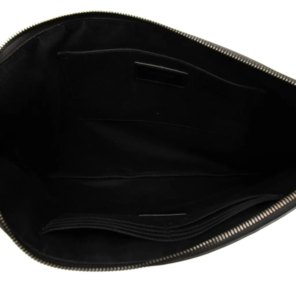 Saint Laurent Croc Embossed Leather Document Holder Black Leather Very good - Model View
