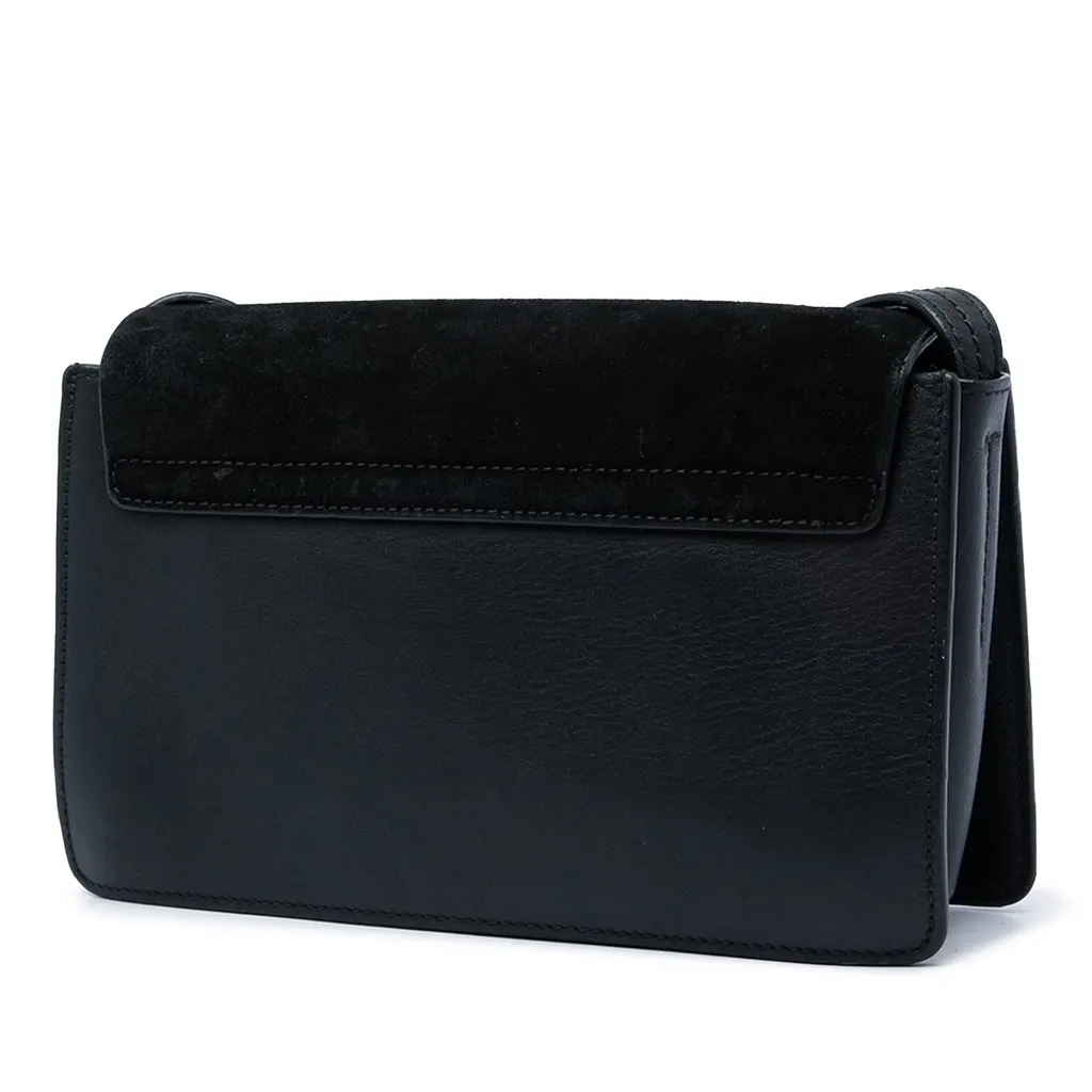 Chloé Small Suede and Calfskin Faye Crossbody Black Leather Very good - Back View