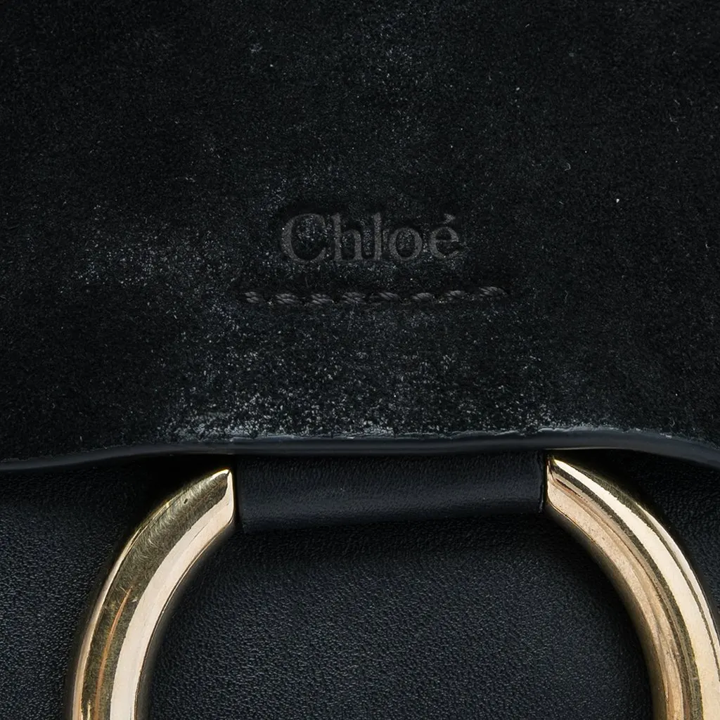 Chloé Small Suede and Calfskin Faye Crossbody Black Leather Very good - Model View