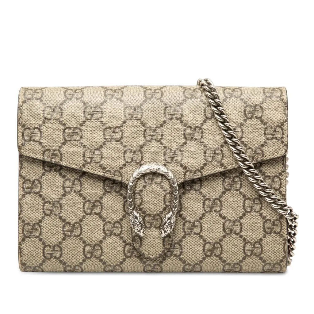 Gucci GG Supreme Dionysus Wallet on Chain Beige Canvas Very good - Front View