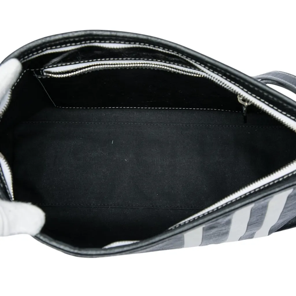 Balenciaga Large Lambskin Striped Barbes Z Pouch Black Leather Very good - Model View
