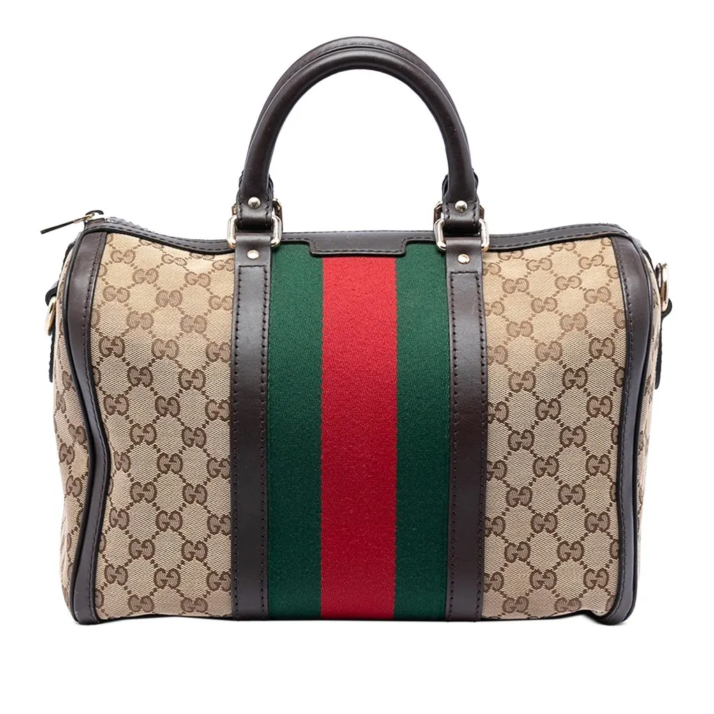 Gucci Medium GG Canvas Web Joy Boston Bag Beige Very good - Front View
