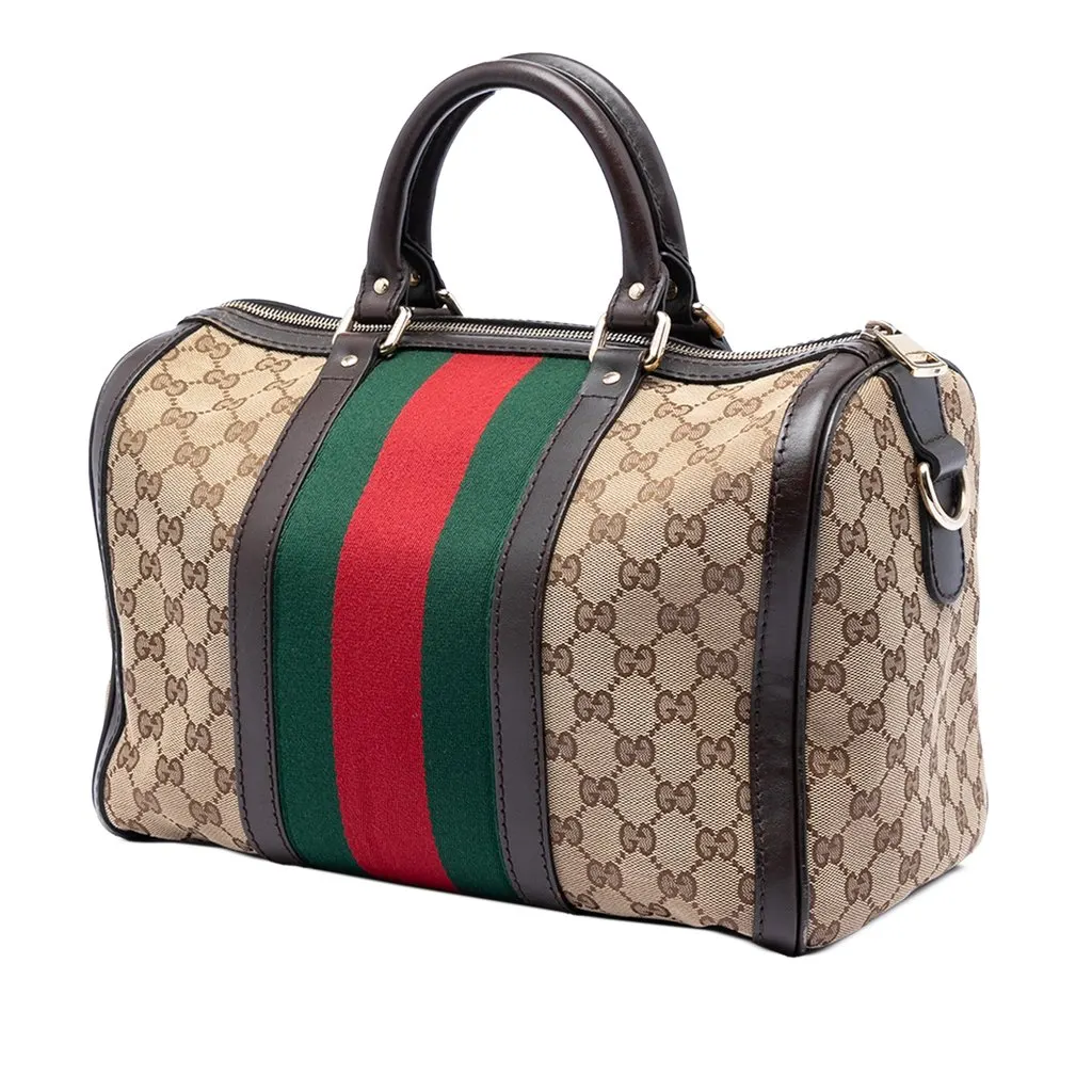 Gucci Medium GG Canvas Web Joy Boston Bag Beige Very good - Back View