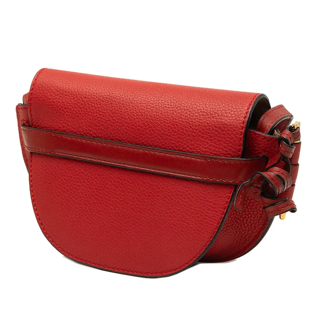 Loewe Mini Bicolor Grained Calfskin Gate Crossbody Red Leather Good - Back View