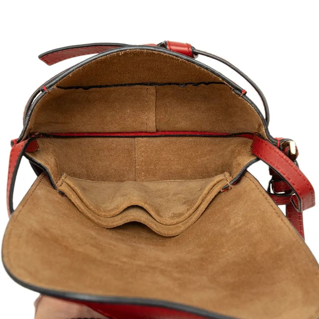 Loewe Mini Bicolor Grained Calfskin Gate Crossbody Red Leather Good - Model View