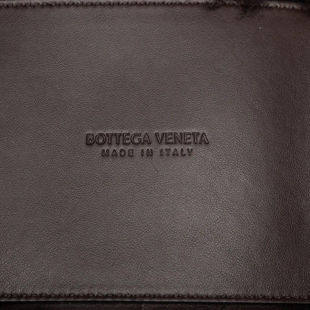 Bottega Veneta Small Shearling Intrecciato Arco Tote Brown Very good - Box View