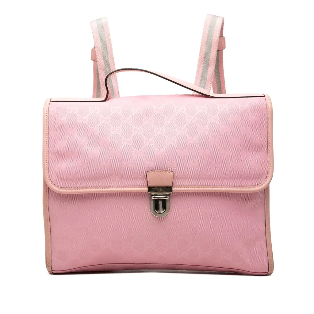 Gucci GG Imprime Backpack Pink Canvas Good - Front View
