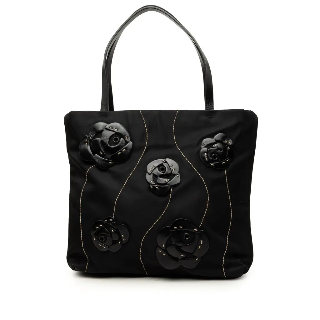Prada Tessuto Rosette Tote Black Polyamide Very good - Front View