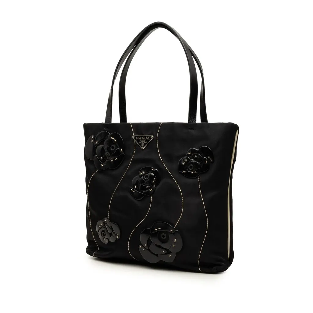 Prada Tessuto Rosette Tote Black Polyamide Very good - Back View