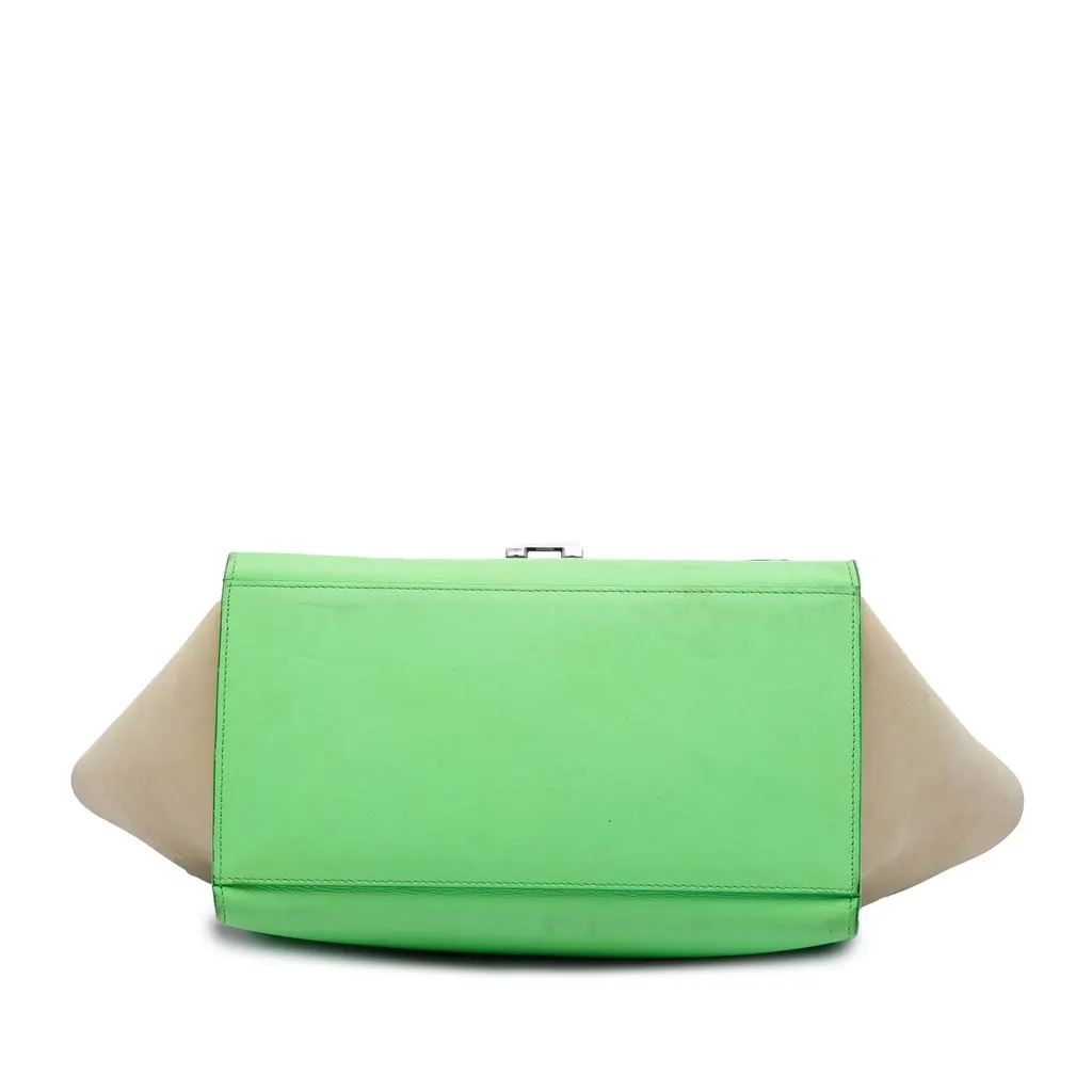 Celine Small Tricolor Leather Trapeze Satchel Green Leather Very good - Inside View