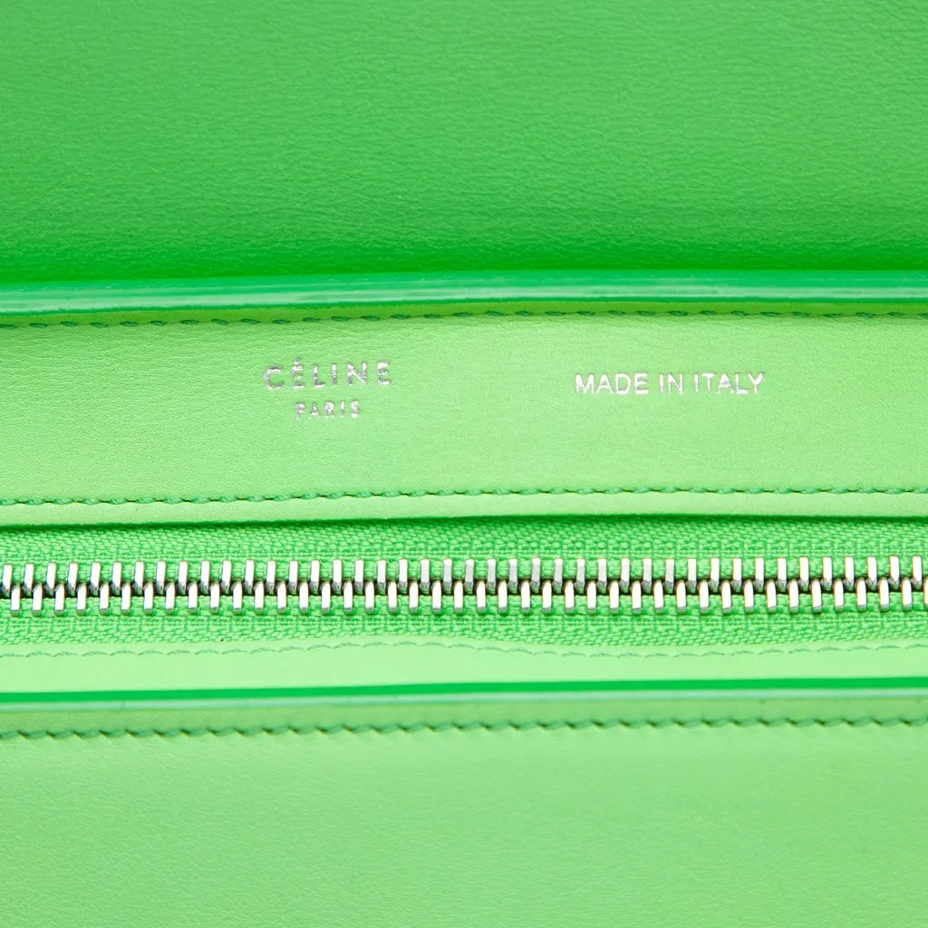 Celine Small Tricolor Leather Trapeze Satchel Green Leather Very good - Box View