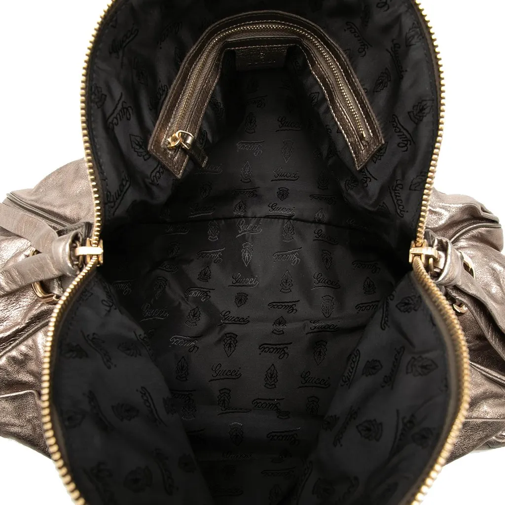 Gucci Large Metallic Calfskin Hysteria Satchel Gold Leather Very good - Model View