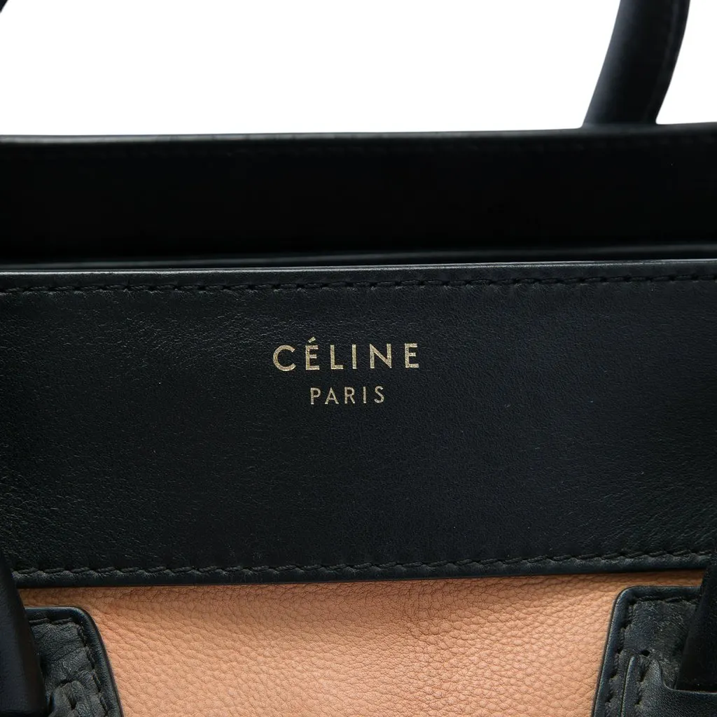 Celine Mini Tricolor Leather Luggage Tote Brown Leather Very good - Box View